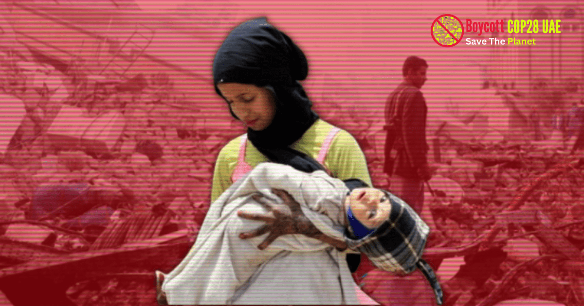A mother carrying child in war ridden Yemen