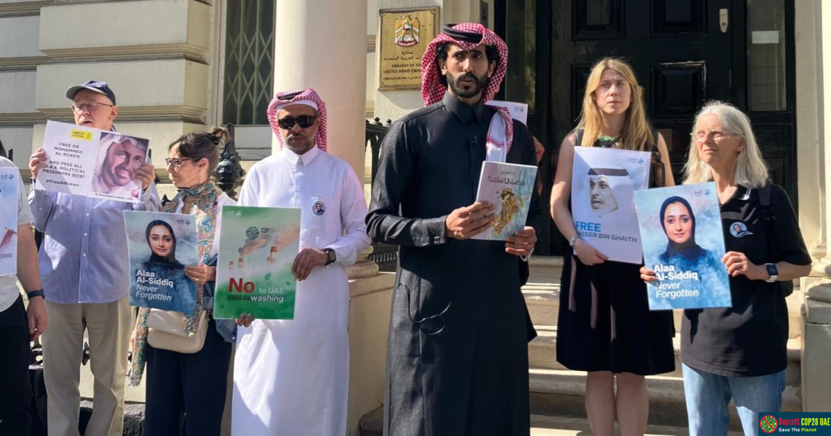 COP28 Protest: Activists Rally At UAE Embassy Against Climate Conference